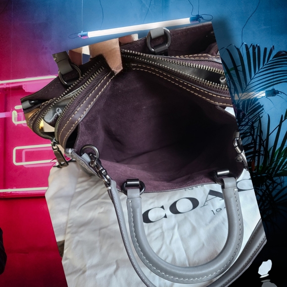 Coach 1941 Rogue Pebbled Heather Grey Leather W/Oxblood Suede#23755 - Picture 8 of 8